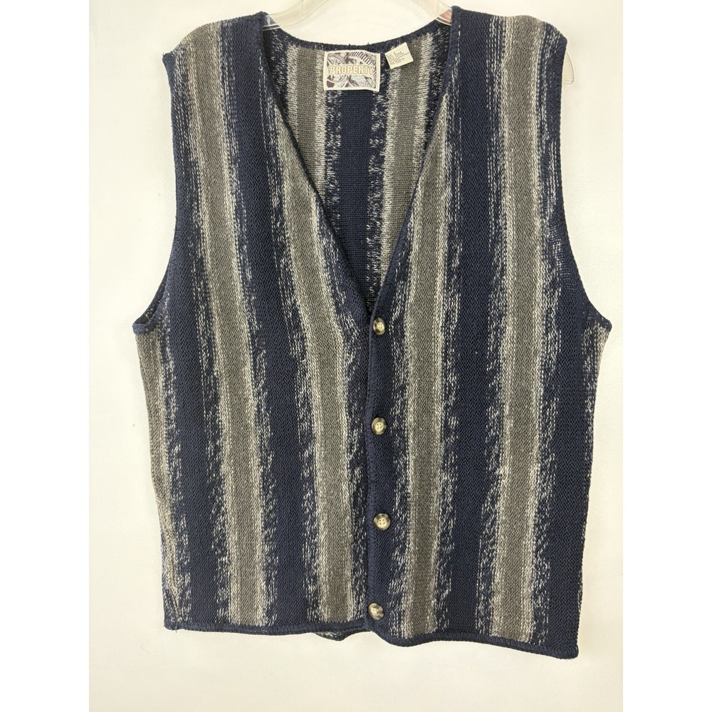 vtg 90s y2k  woven ramie cotton striped cardigan sweater vest Read
